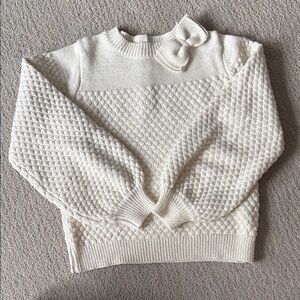 Janie and Jack Textured Cream Sweater with Bow